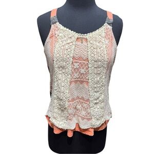 Rewind Crochet Lace Knit Panel Boho Soft Tank Top Size M